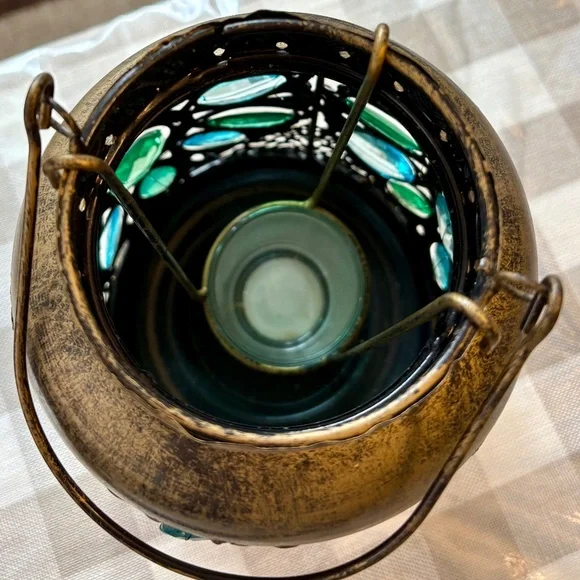 Pier 1 Blue and Green Caravan Gem Lantern - Picture 7 of 8